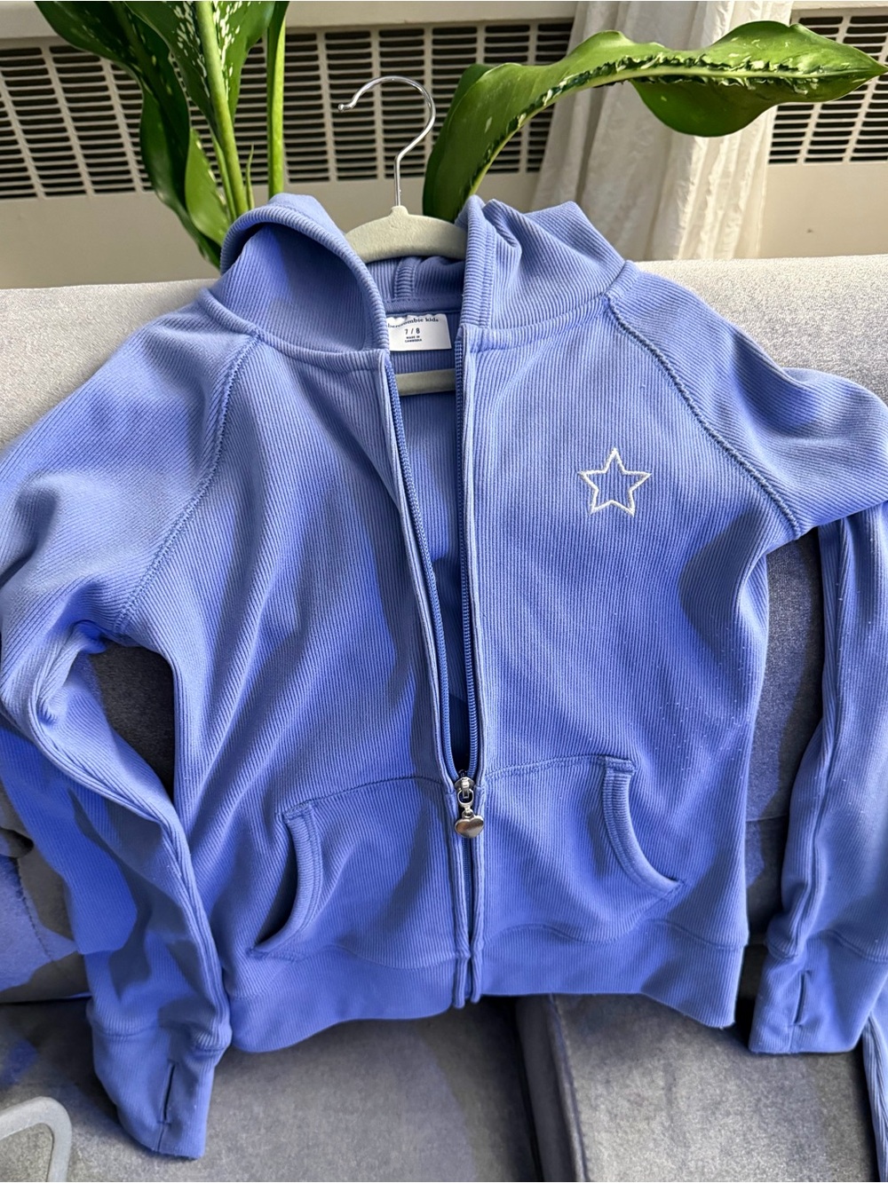 abercrombie kids Periwinkle Zip Hoodie with Star Patch